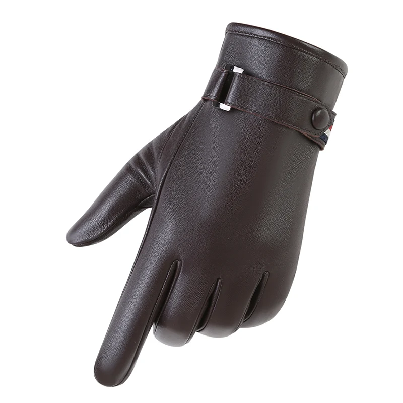 

Genuine Leather Gloves Man Winter Warm sheepskin telefinger gloves add velvet thick warm gloves men touch screen gloves MLZ115