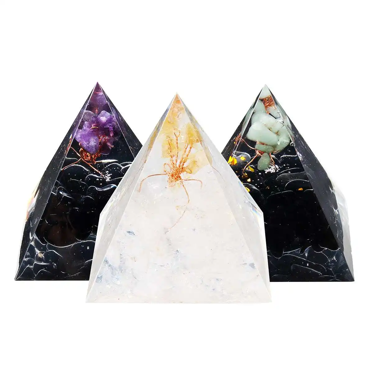 

7 Chakra Quartz Crystal Pyramid Energy Generator Original Orgone Pyramid Chakras Stone Reiki Healing Balancing Spiritual Therapy