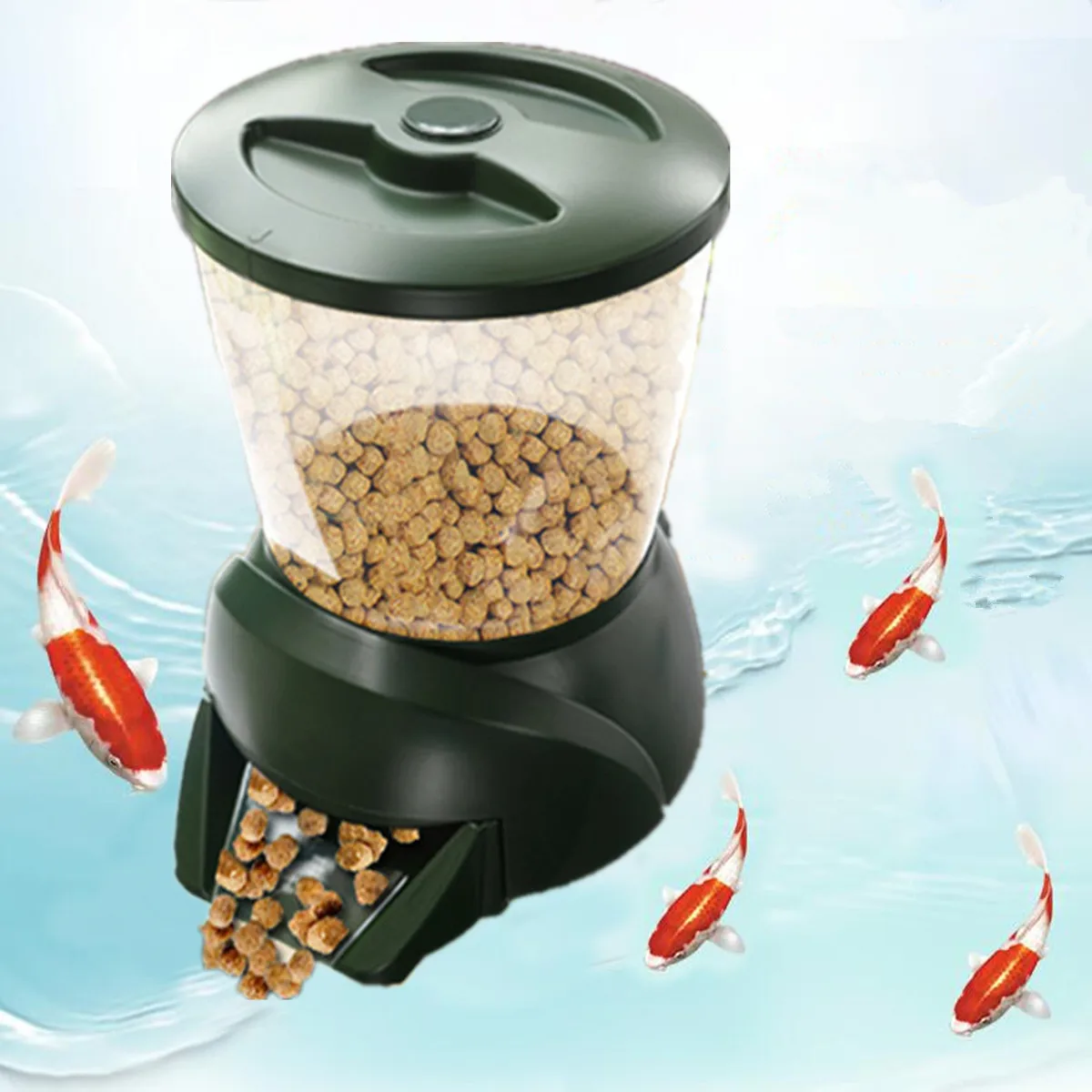 

LCD Display Digital 4.25L Food Hopper Automatic Pond Fish Tank Aquarium Feeder Clock Detachable Free-standing Base Mountable