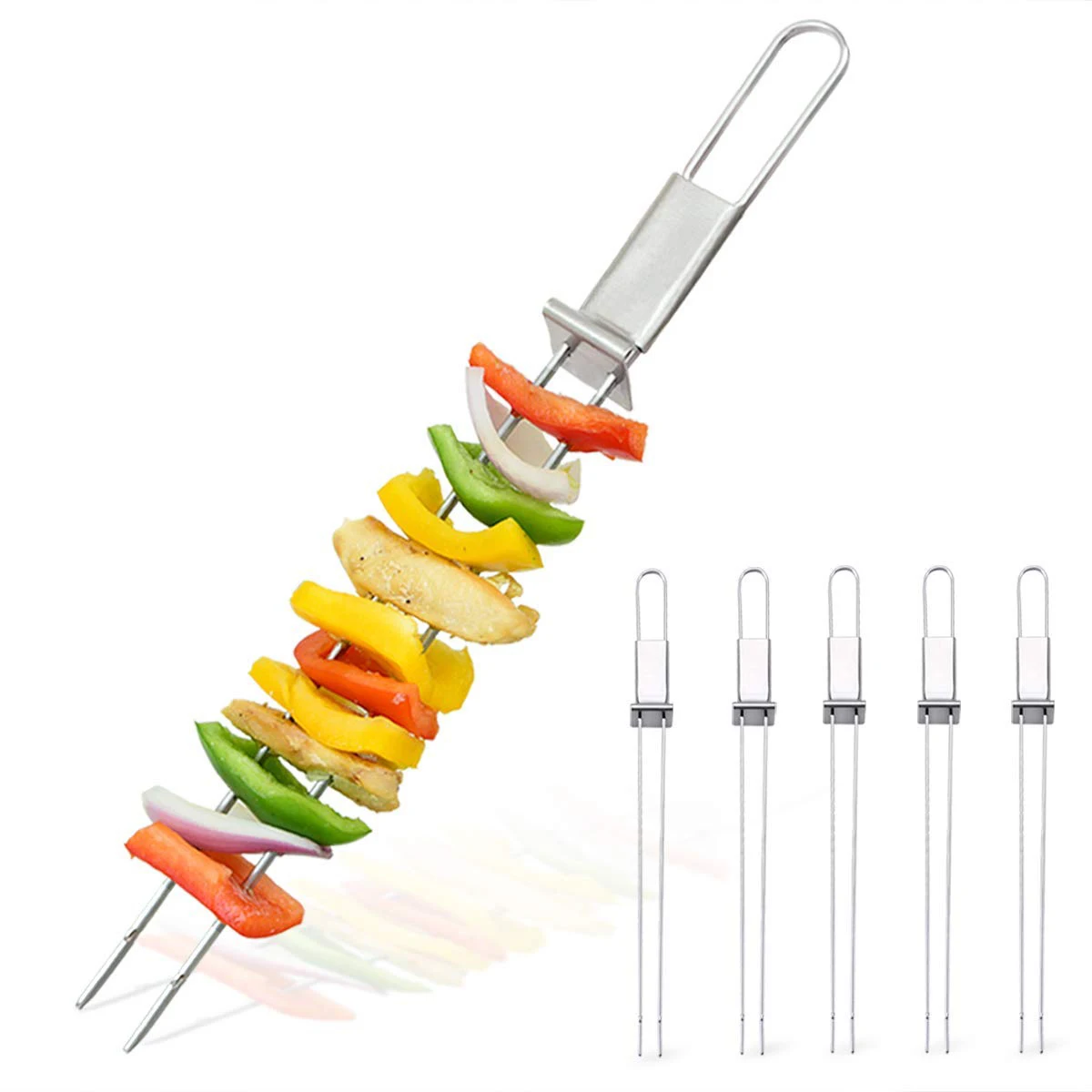 Hot Sale Barbecue Skewers, 6 Pack 13 inch Stainless Steel Grilling