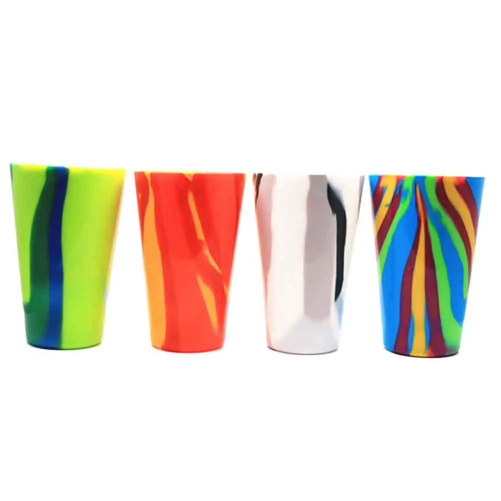 Silicone Pint Glasses Silicone Cups For Indoor Outdoors Dishwasher Safe Drinkware Reusable Tie Dye 16oz Unbreakable Colorful Cup