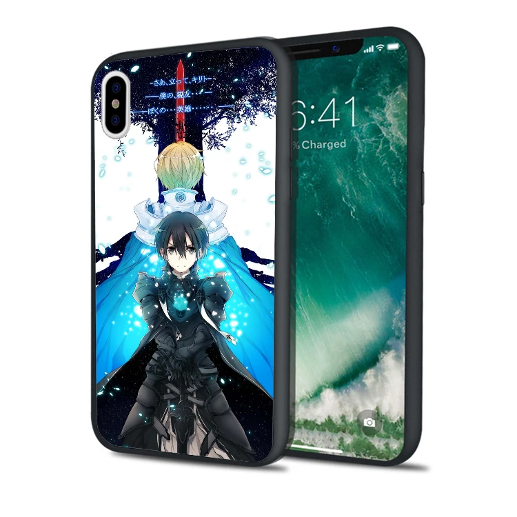 Coque Sword Art онлайн черные мягкие силиконовые чехлы для телефонов iPhone XS Max XR X 10 7 8 Plus 5s