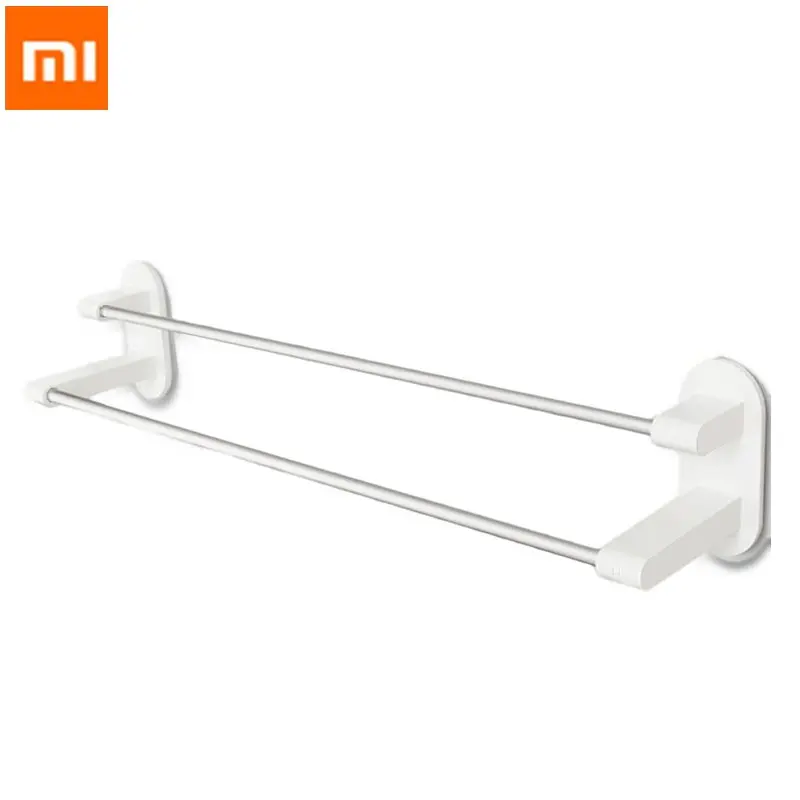 

Mijia 8H White Towel Rack Holder Tape Double Rod Storage ABS Washcloth Towel Hanger Accessories NO-Punching for Bathroom