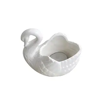 

1 pc Swan Ornament Ceramic Multifunction Delicate Jewelry Organizer Tealight Holder Wedding Gift Mini Flower Pot Storage Dish