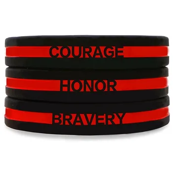 

100pcs USA United states American red thin line wristbands Courage Honor Bravery wristband bracelet bangle wrist bands