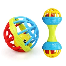 2pcs Baby Rattle Toys Handbells Shake Grab Rattle Rolling Ball Educational Toy for Infant Newborn Toddler (Random Color)