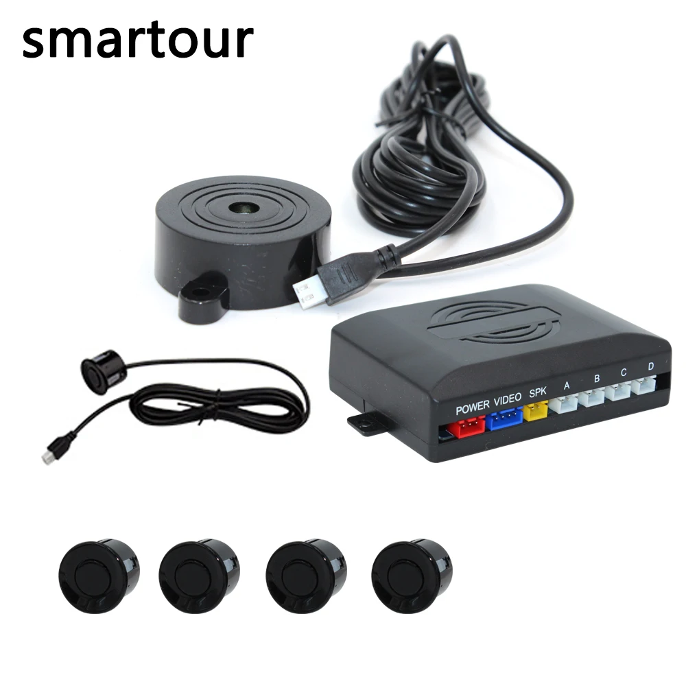 

Smartour Car Parking Sensor 22mm 4PCS Sensors Buzzer Kit Reversing Radar Sound Alert Indicator Probe System Universal