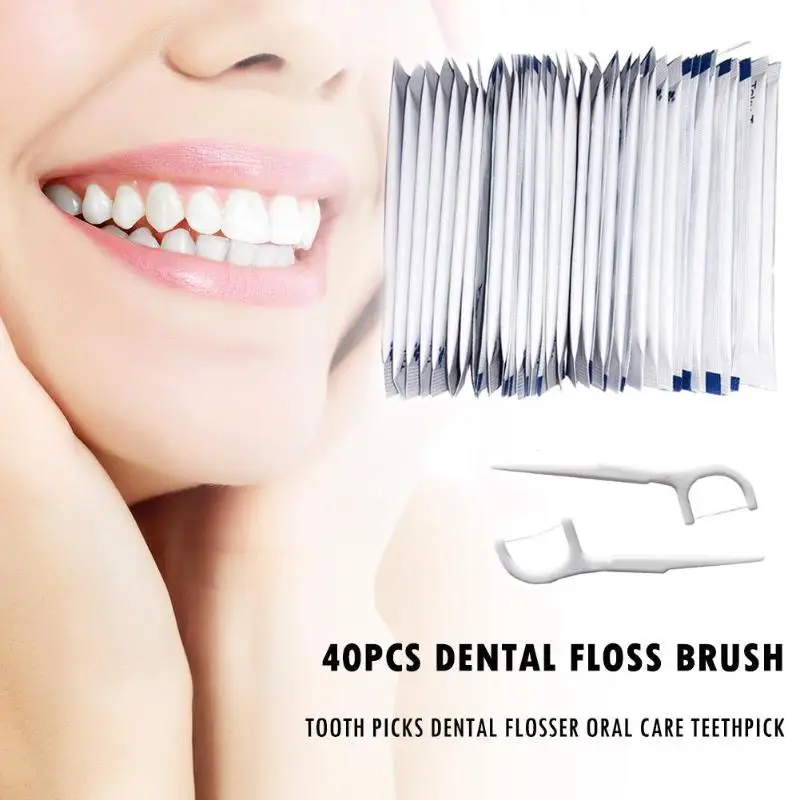 40pcs Dental Floss Brush Tooth Picks Dental Flosser Oral Care Teethpick