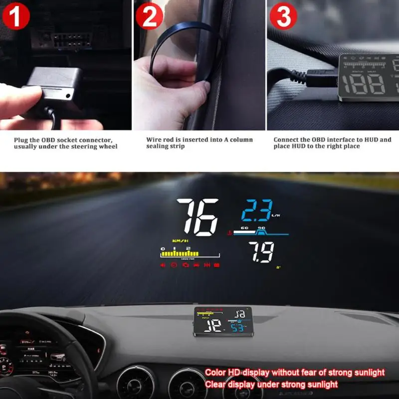 

D5000 Car HUD Head Up Display 5Inch OBD2 Overspeed Warning System Projector New Intelligent Digital Instrument Head-up Display