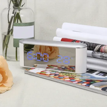 

3 In 1 Led Electronic Mirror Alarm Clock Time Temperature Display Snooze Function Desktop Digital Table Led Alarm Clocks
