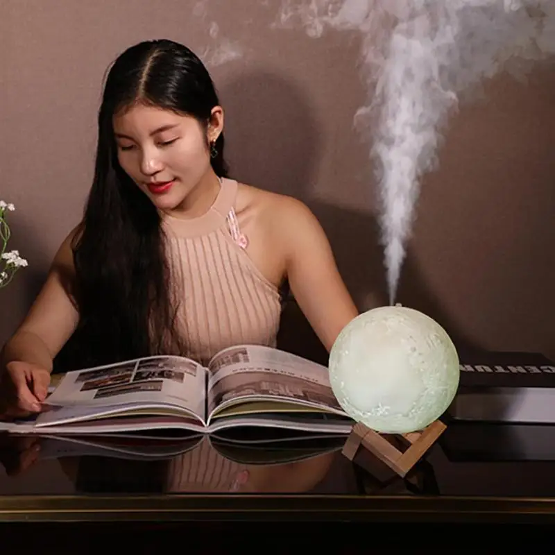 Перезаряжаемый увлажнитель воздуха 880 мл 3D Moon Lamp USB освежитель Ночной свет для