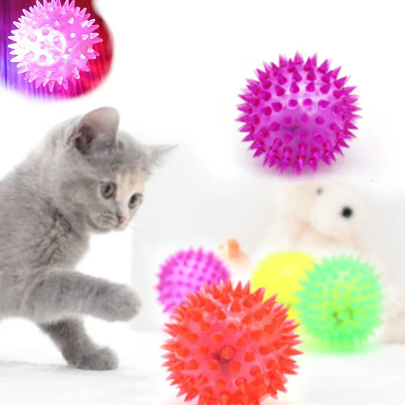 

Pet Dog Cat Toys LED Interactive Ball Rubber Balls Dog Cat Puppy Dog Chew Ball Toys Squeaky Ball