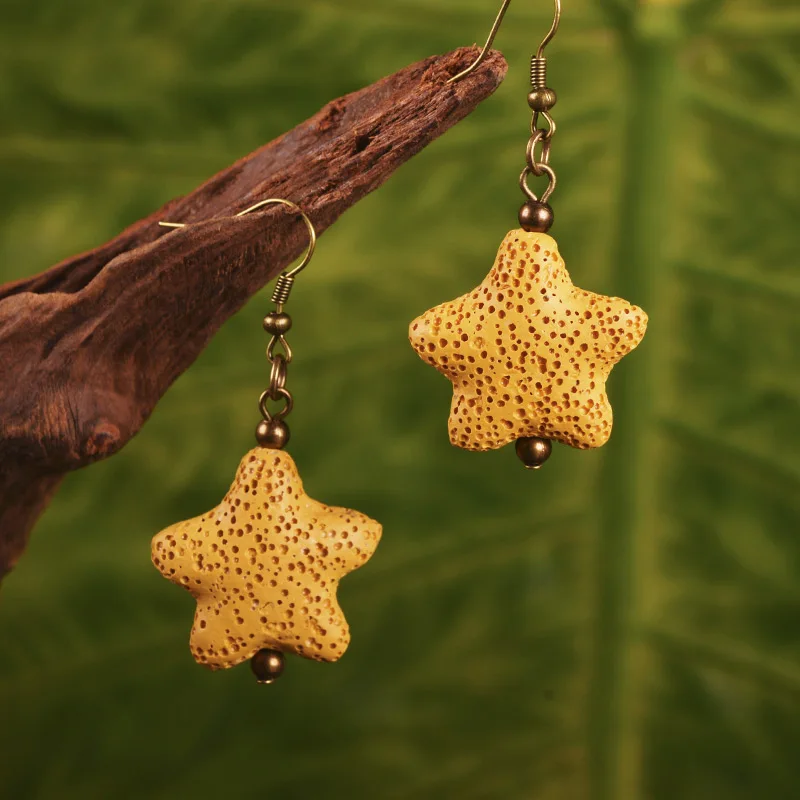 

Colorful Star Lava Rock Dangle Earrings Reiki Healing Jewelry Women Charm Drop Earrings Aromatherapy Diffuser