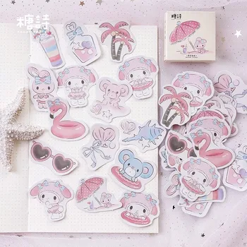 

45PCS/box New Seaside Holiday Paper Lable Sealing Stickers Crafts Scrapbooking Decorative Lifelog DIY Stationery Sticker