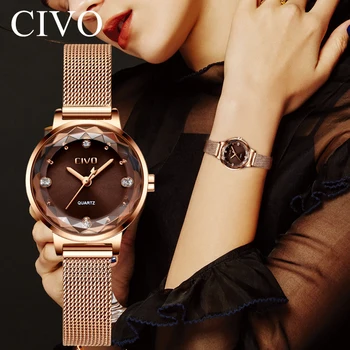 

Fashion Crystal Lady Watches CIVO 2019 Luxury Brand Women Dress Watch Waterproof Rose Gold Quartz Wristwatches Relogio Feminino