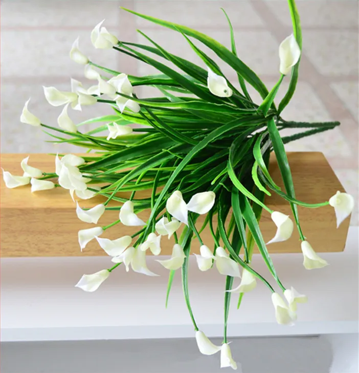 

25 heads/bouquet mini artificial calla leaf silk fake flower lily plastic Aquatic plants home decoration
