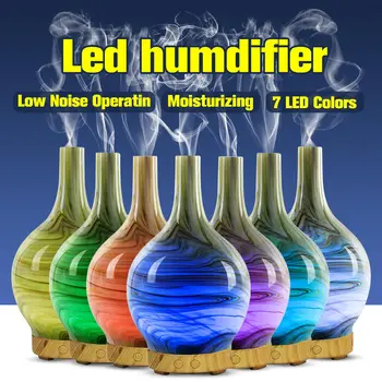 

100ml Glass Aromatherapy Humidifier Essential Oil Diffuser Ultrasonic 7 Color LED Night Light Home Office Living Room Spa Yoga