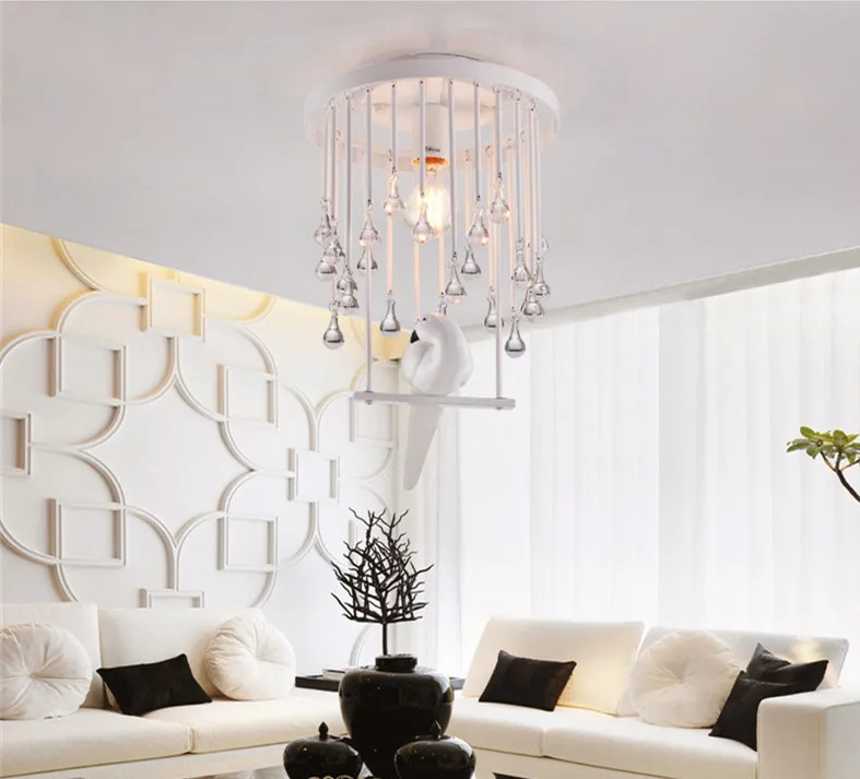

Nordic K9 Crystal Bird Ceiling Lights Led Lamps Living Room Dining Room Art Crystal Ceiling Lamps E27 Led Light Ceiling Lamp