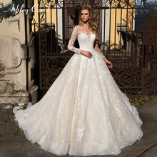Ashley Carol, модное свадебное платье с длинным рукавом,, тюль, кружево, принцесса, дворец, мечта, винтажное платье невесты, Vestido De Noiva