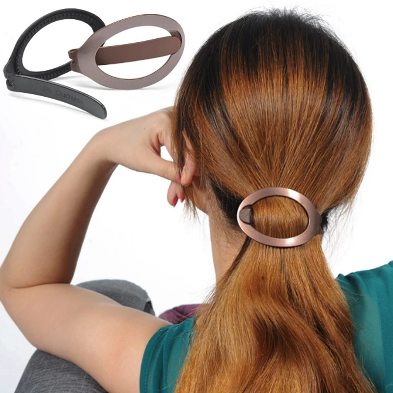 

Fashion Coffee Black Soft Plastic Barrette Styling Tool Fashion Zero Pressure Plate Dispenser Women Hair Accessories Jewelry