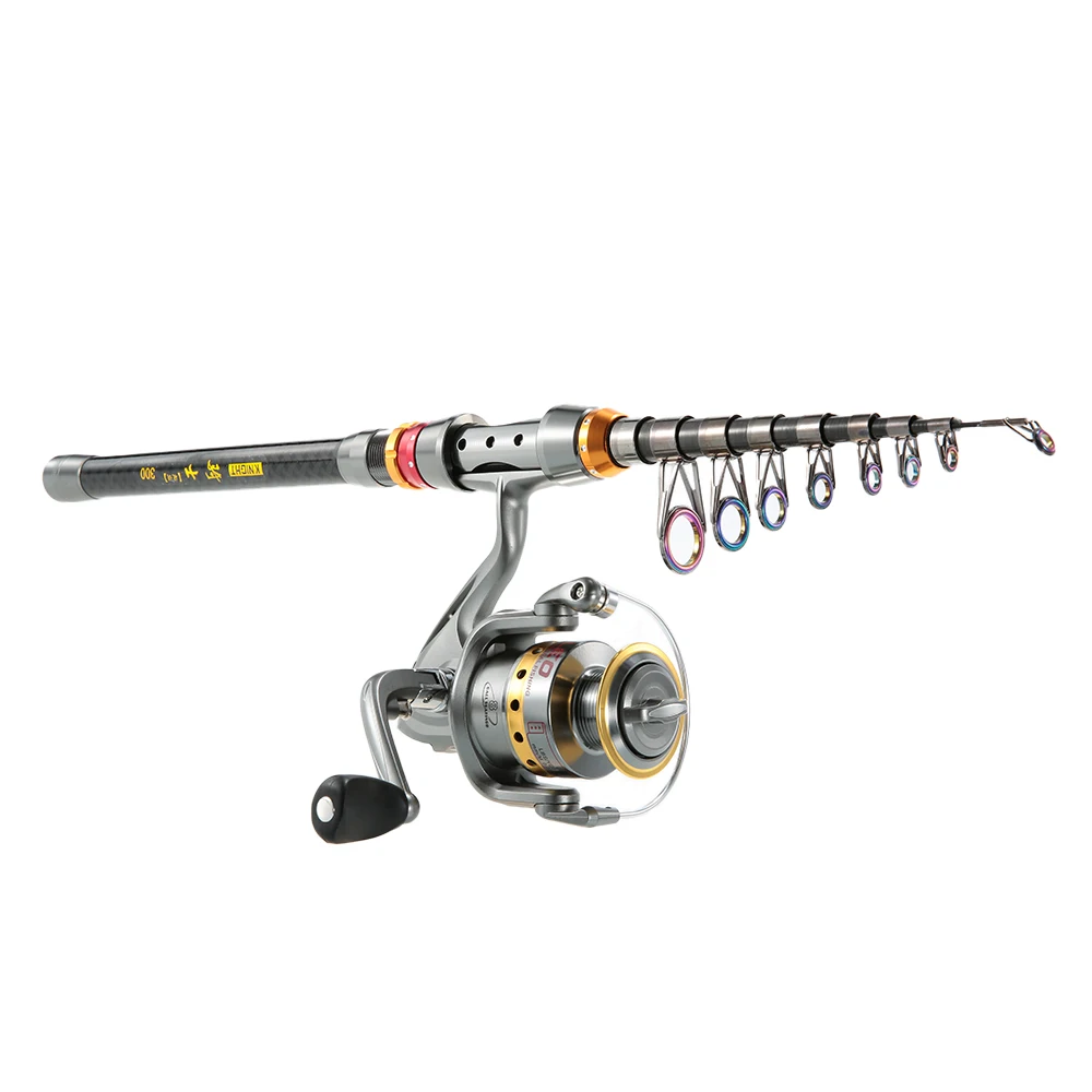 

Telescopic Fishing Rod and Reel Spinning Fishing Reel Gear with 100M Fishing Line Lures Hooks and Fishing Carrier bag Case