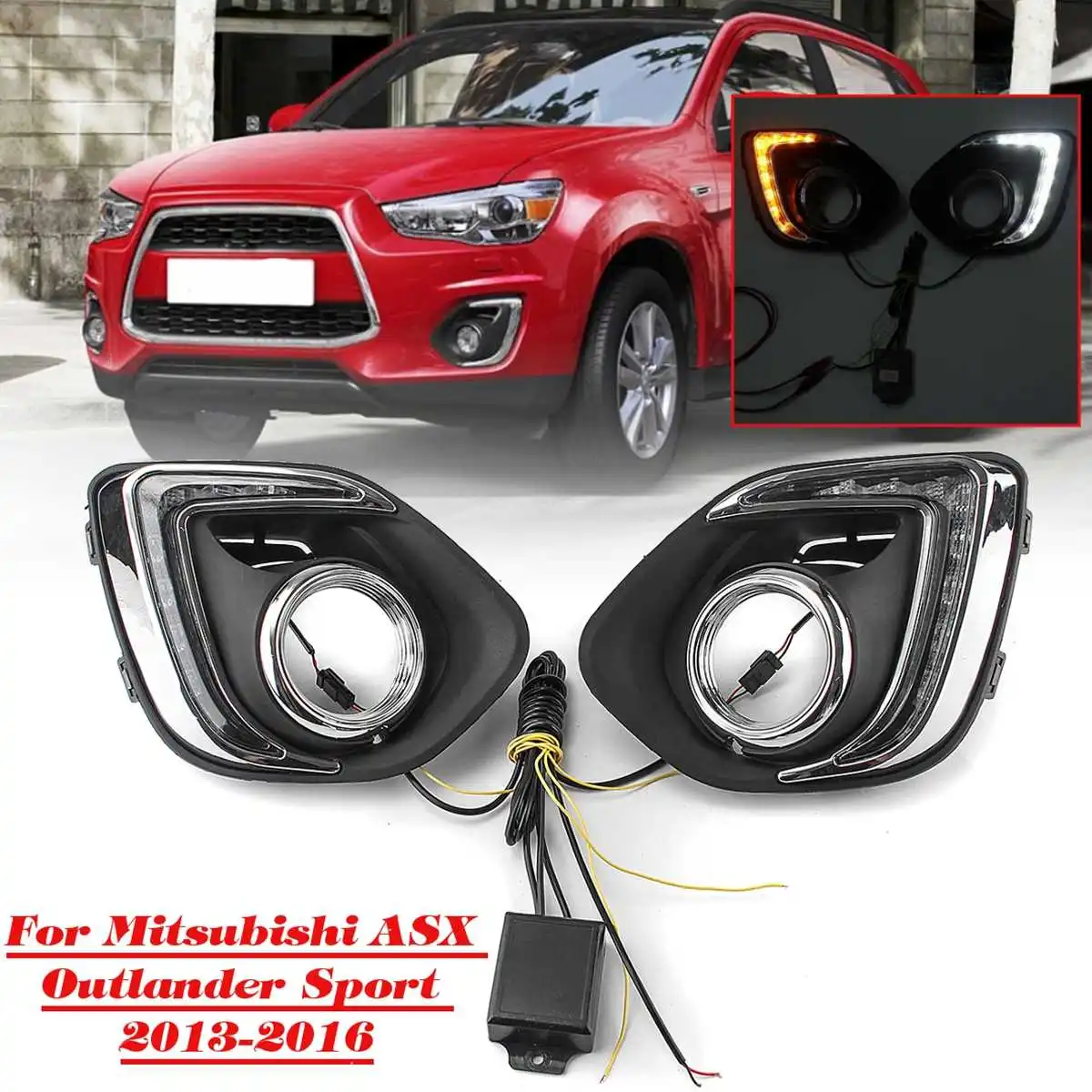 

1 Pair LED Daytime Running Light For Mitsubishi ASX 2013 2014 2015,Car Accessories Waterproof ABS 12V DRL Fog Lamp Decoration