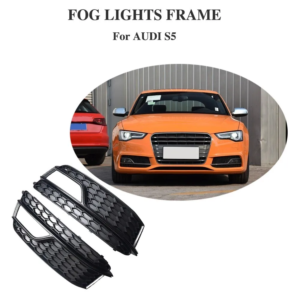 

Mesh Grille Front fog Light Grill For Audi A5 S5 Sline Sport Bumper No standard Fog Lamp ABS grille