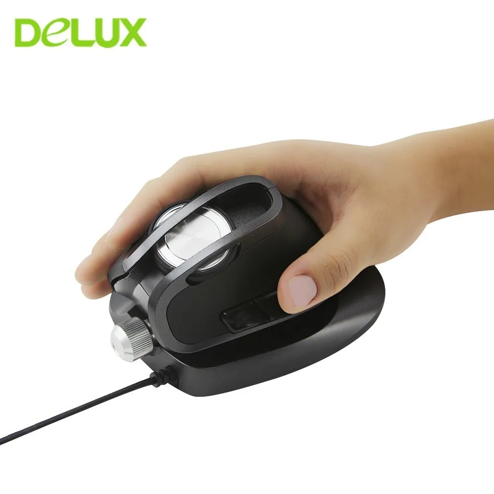 Delux M618X Wired Ergonomic Vertical Mouse 6D Computer Gaming Mice 600/1200/1600/4000 USB LED Light Laser Mouse For Laptop PC