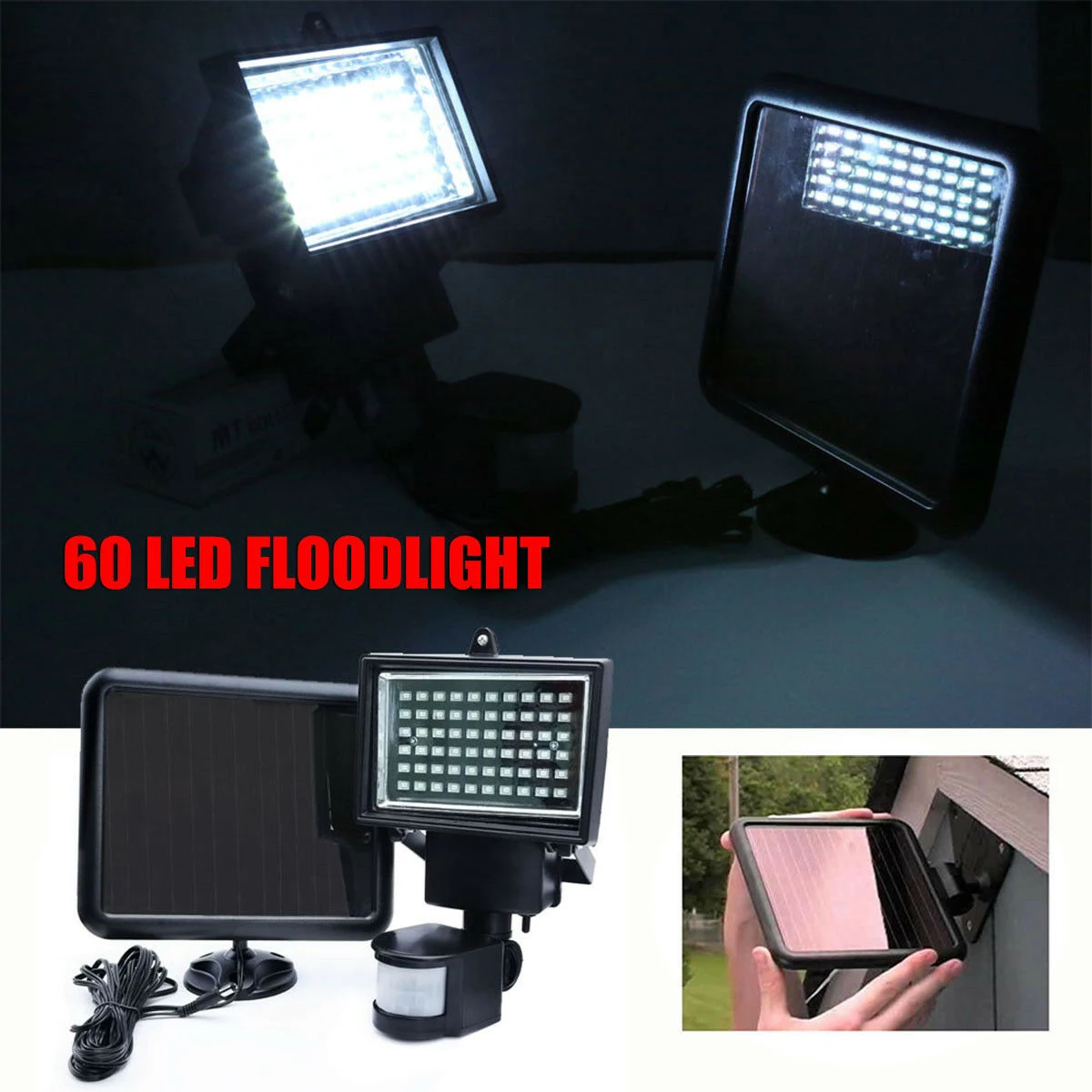 

60/100 LED Outdoor Solar Light Motion Sensor Garden Floodlight PIR Security Light Power Saving Home Garden Landscape Light