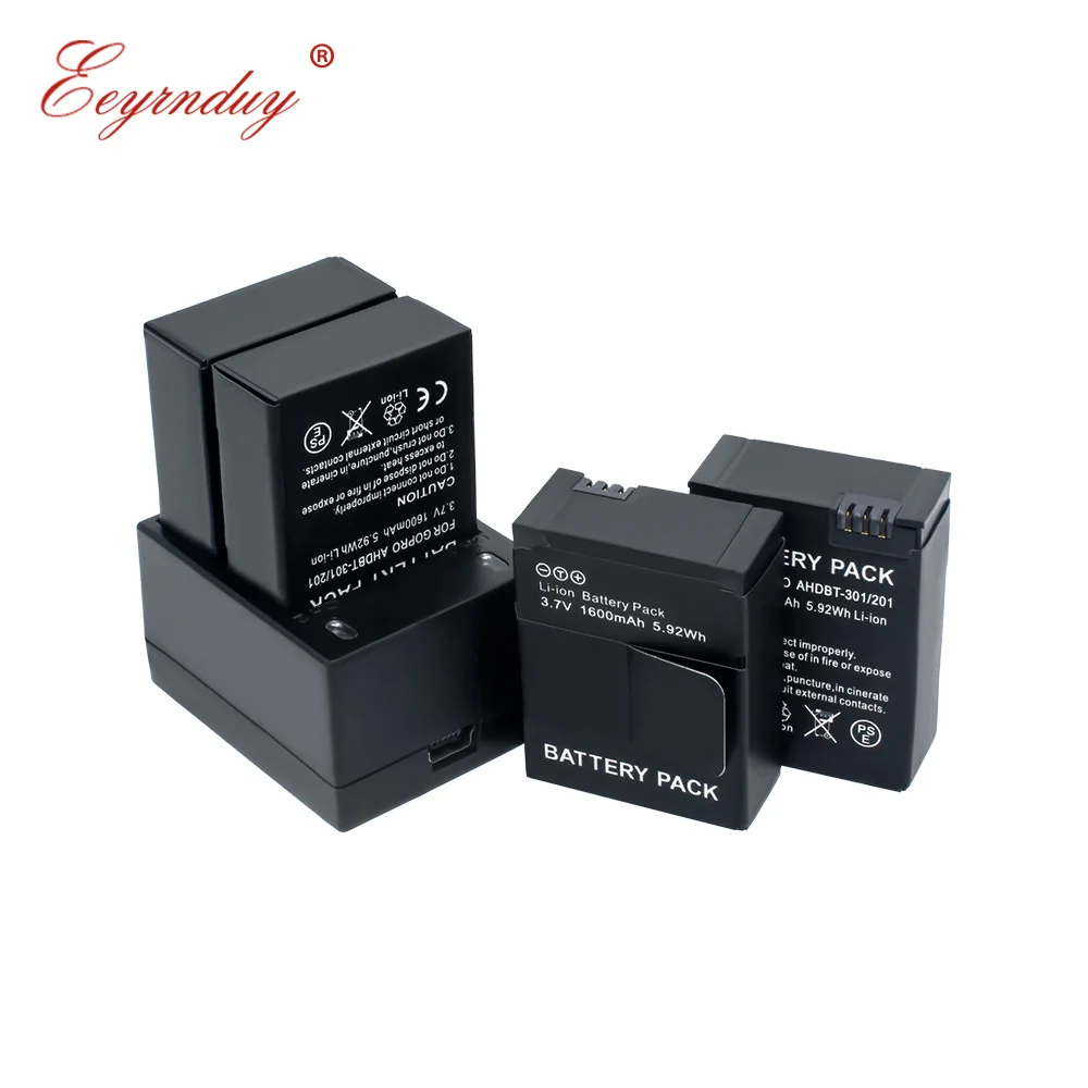

Rechargeable Battery (4-Pack) and Dual Charger for GoPro Hero3 Hero3+ and AHDBT-201 AHDBT-301 AHDBT-302