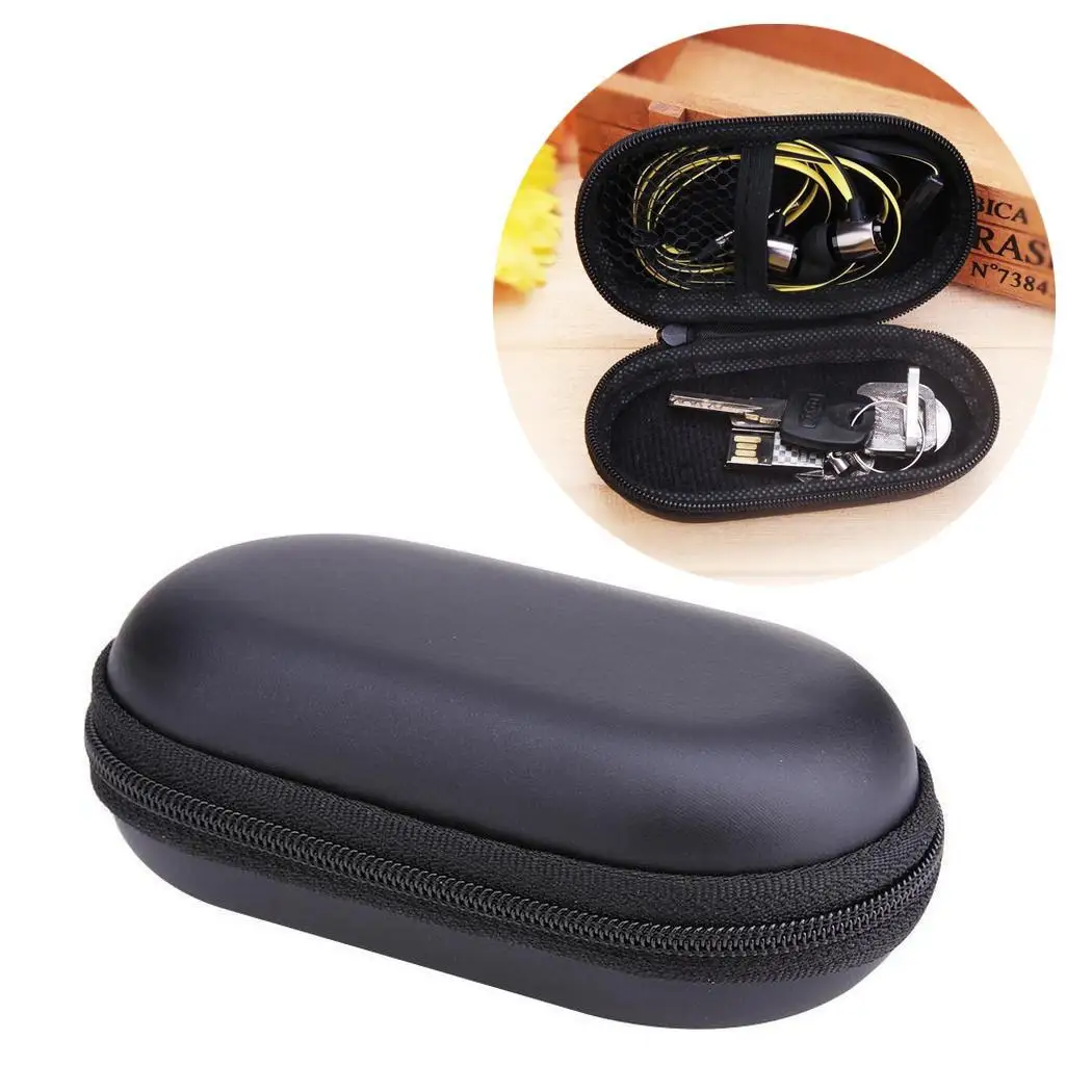 

Portable Elliptical EVA Storage Bag Case For Ellipse Earphone MP3 USB Cable Black