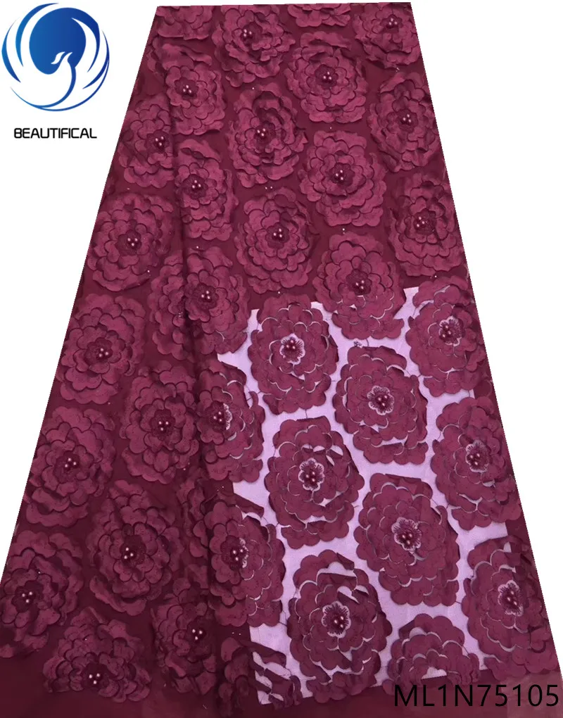 

BEAUTIFICAL beads net lace nigerian fabric 2019 french lace fabric beaded high quality 5 yards lace african ML1N751