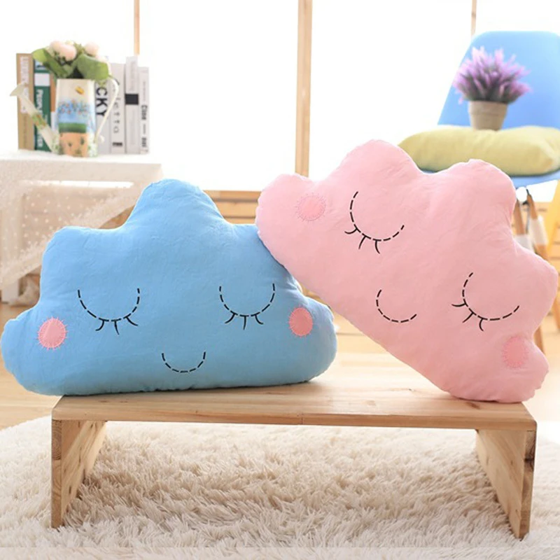 50 см милый мультфильм Kawaii облако смайлик розовый синий лицо мягкая плюшевая