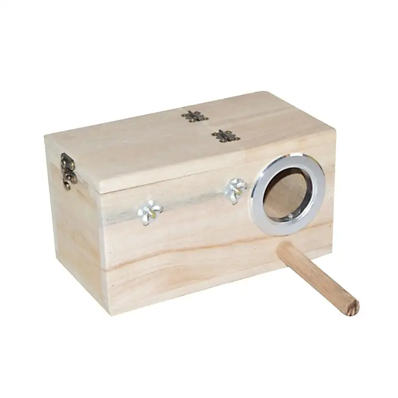 

Bird Parrot Holder Wooden Bird Nesting Organizer Clear View Window Bird House