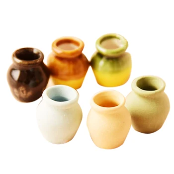 

1: 12 Dollhouse Miniature Toy Porcelain Decoration Vase Pot set 6pcs