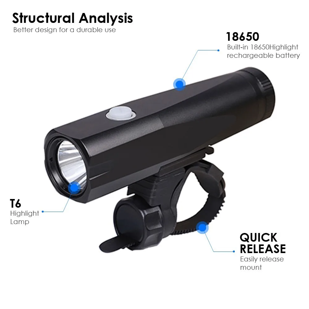 Батарея 18650 сменный T6 велосипед светодиодный головной светильник 800 люмен Велосипедный спорт спереди светильник USB Перезаряжаемые Фонари для езды на велосипеде вспышки светильник
