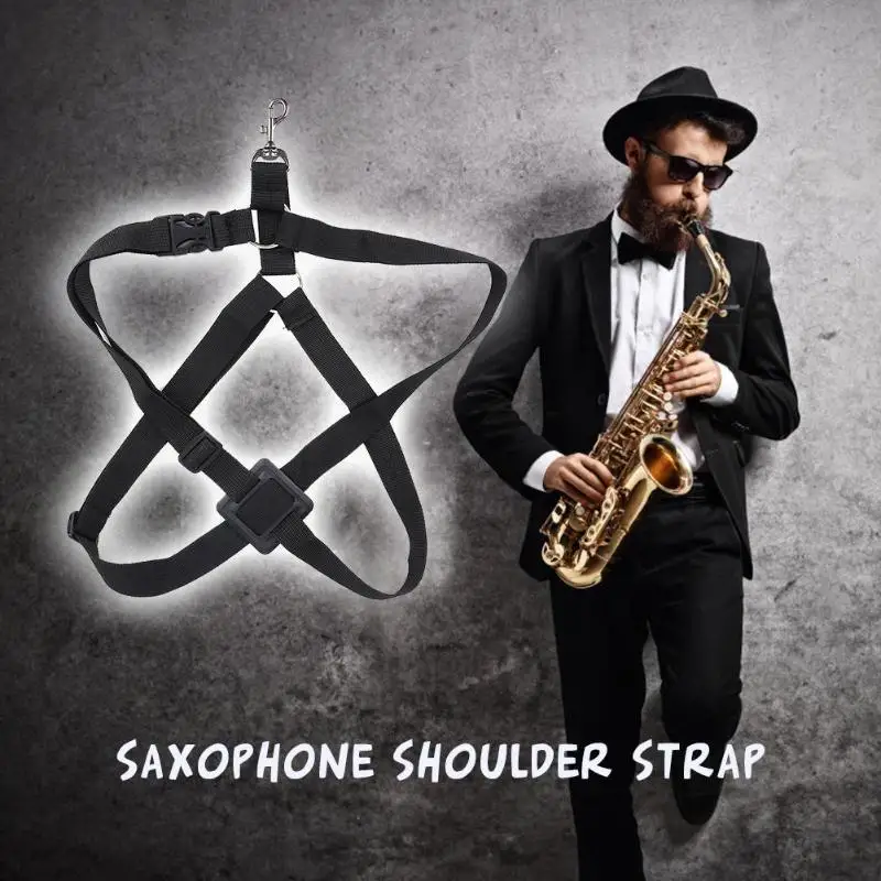 

Adjustable Harness Shoulder Strap Saxophone Belt Neck Strap Accessories easy to use with a plastic buckle connection Black Color
