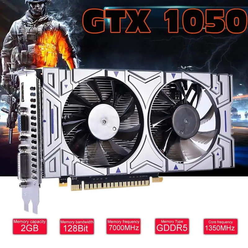 

128Bit PCI-E Expansion Port GTX1050-2G GDDR5 Dual Fan Cooling Computer Independent Game Graphics Card Video Card