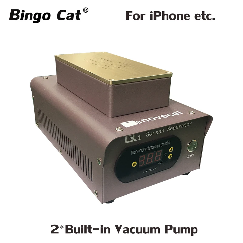 

Novecel Q1 LCD Separator Dual Build-In Vaccum Pump Touch Screen Glass Separating Machine For IPhone SAMSUNG Max 7 inches
