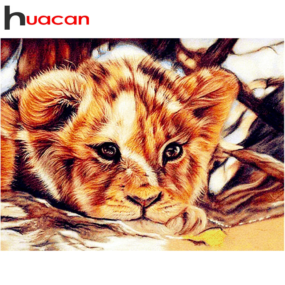 

Huacan 5d Diamond Painting Lion New Arrivals Diamond Mosaic Animal Full Drill Square Diamond Mosaic Home Decoration Needlework