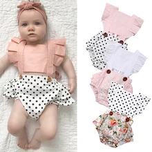 Emmababy Модные Симпатичные новорожденных с открытой спиной для маленьких девочек в комбинезон в горошек боди наряды одежда лето