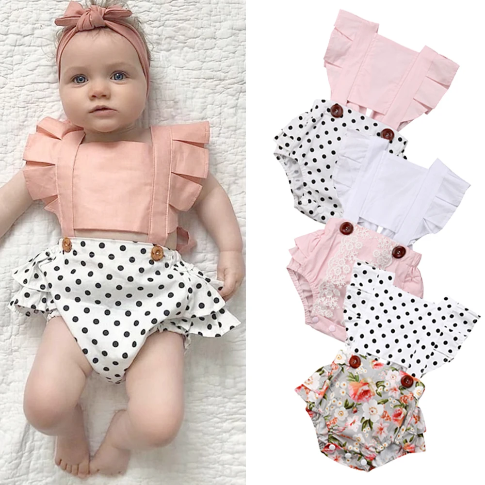 Модный милый комбинезон Emmababy в горошек с открытой спиной для новорожденных