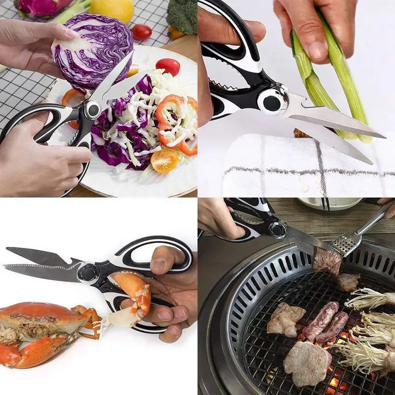Scissors Stainless Steel Ultra Sharp Kitchen Shears Food with Cover for Chicken Poultry Meat Vegetables Herbs Bottle | Дом и сад