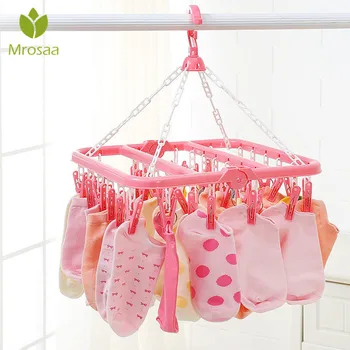 

32 Clips Portable Socks Cloth Hanger Rack Clothespin Multifunctional Drying Rack Sock Holder Wardrobe Storage Cloth Hangers