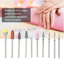 10 шт. набор сверл для ногтей пилки для ногтей электрическая машина для маникюра вращающиеся полировочные инструменты фрезы для маникюра аксессуары для ногтей
