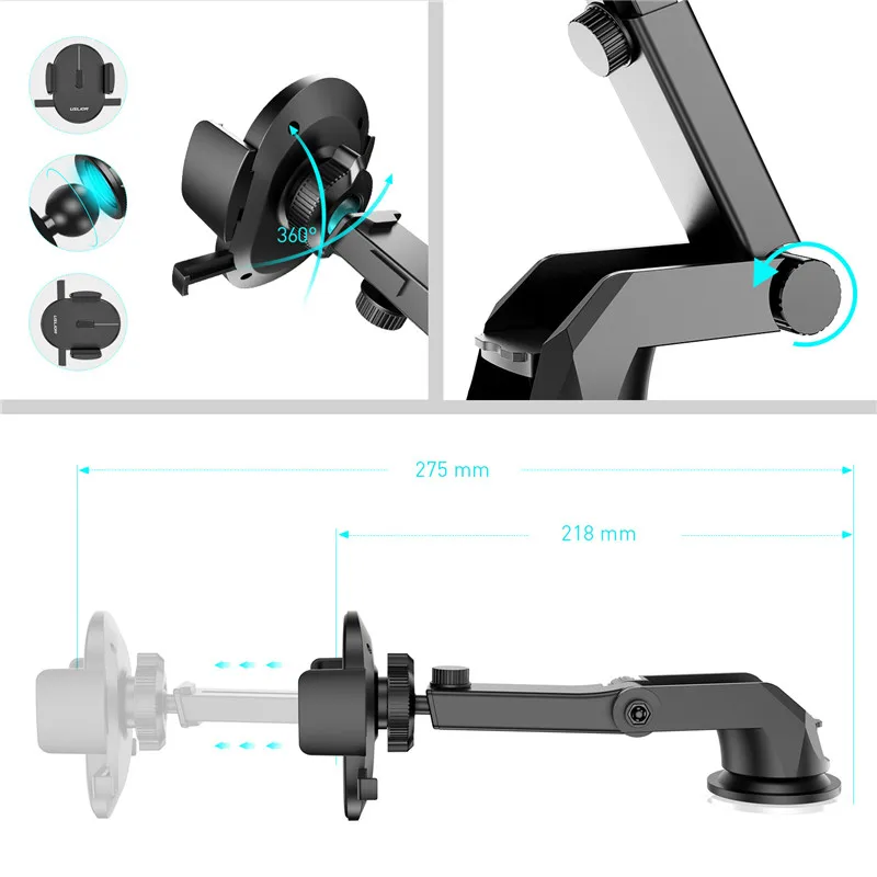 USLION тяжести Sucker автомобильный держатель телефона Многофункциональная подставка держатель для мобильного телефона gps в автомобиле стены настольное лобовое стекло авто стенд