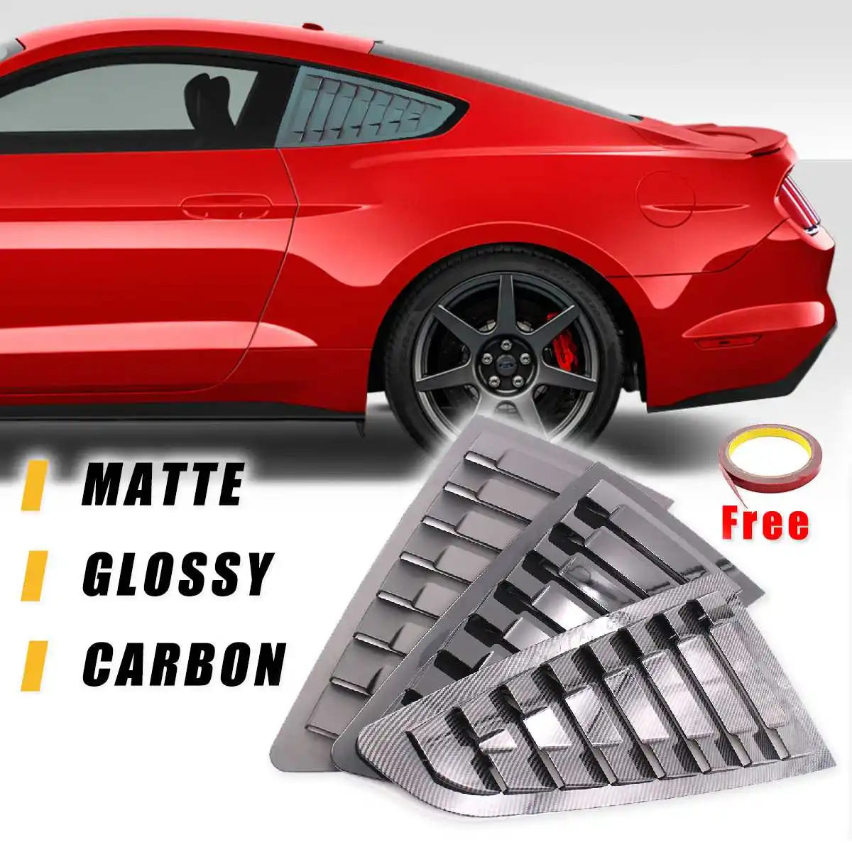 

2Pcs Rear Quarter Side Vents Window Louver Shield Cover Sticker Carbon Fiber Black For Ford For Mustang 2015 2016 2017 2018 2019