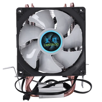 

Lanshuo Pure Copper 2 Heat Pipe For 1366 1155 775 Intel/Amd Multi-Platform Cpu Radiator 3 Wire With Light Double Fans