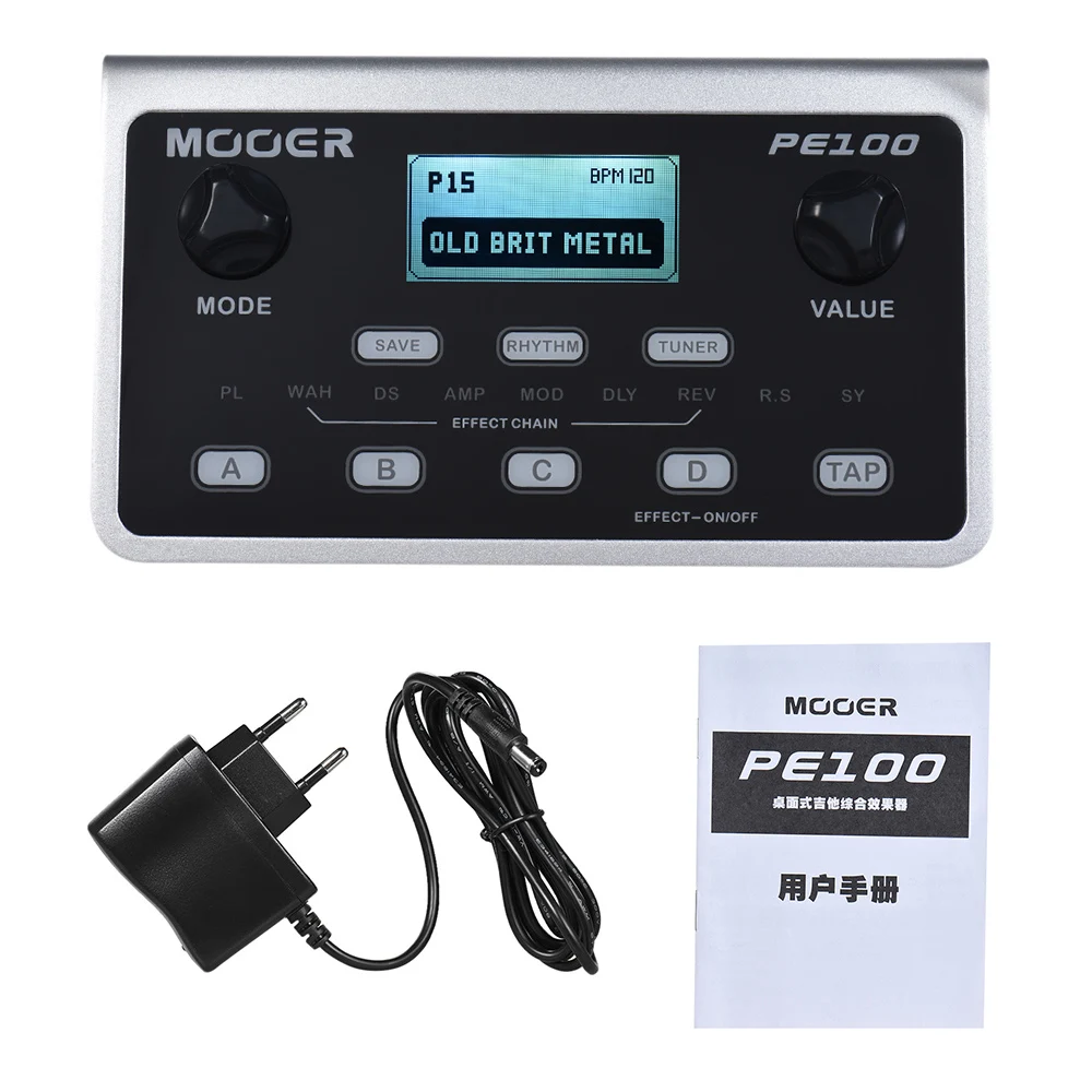 

MOOER PE100 Guitar Pedal Multi-effects Processor Guitar Effect Pedal 39 Effects 40 Drum Patterns 10 Metronomes Tap Tempo