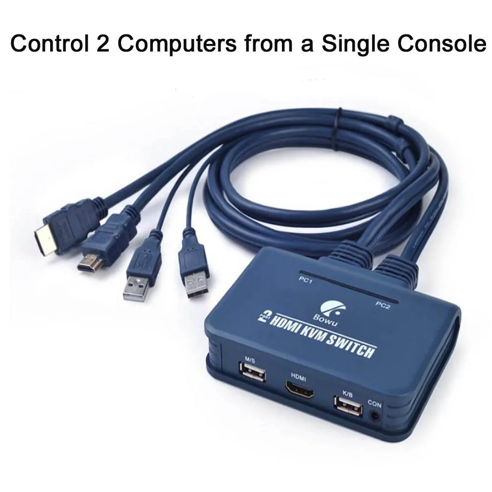 

High Qauality HDMI KVM Switch 2 Port With Cable for Dual Monitor USB Keyboard Mouse HDMI switch Support desktop controller